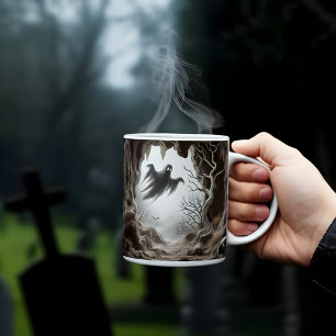 3D Halloween Spooky Ghost In A Cave Design Koffiemok