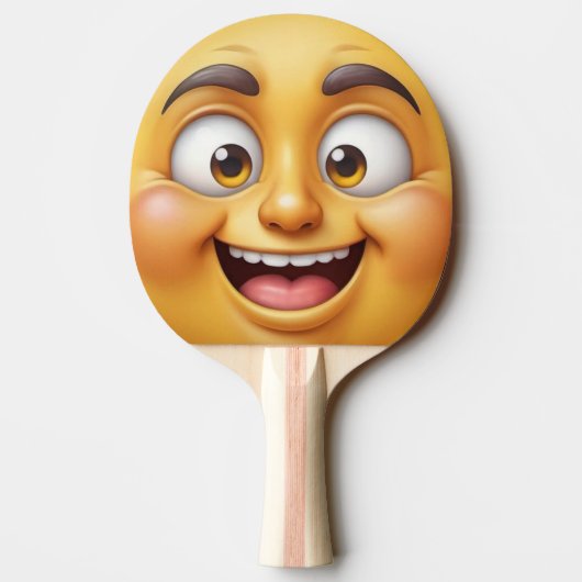 3D Happy/Angry Yellow Emoji Tafeltennisbatje (Achterkant)