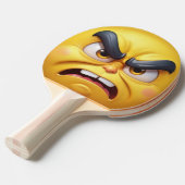 3D Happy/Angry Yellow Emoji Tafeltennisbatje (Voorkant Gekanteld)