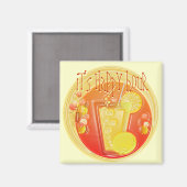3D Happy Hour Cocktail (geel) Magnet (Voorkant / Achterkant)