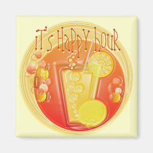 3D Happy Hour Cocktail (geel) Magnet