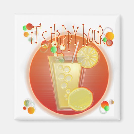 3D Happy Hour Cocktail (white) Magnet (Voorkant)