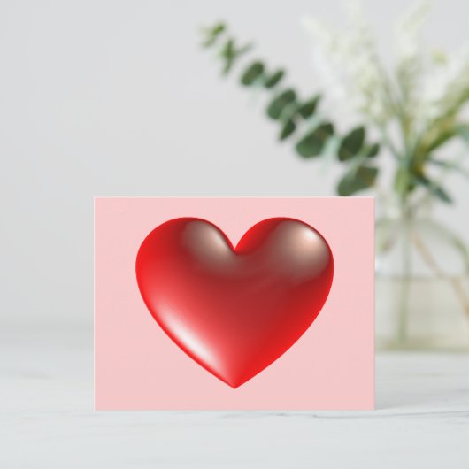 3d hart / glas briefkaart (Staand voorkant)