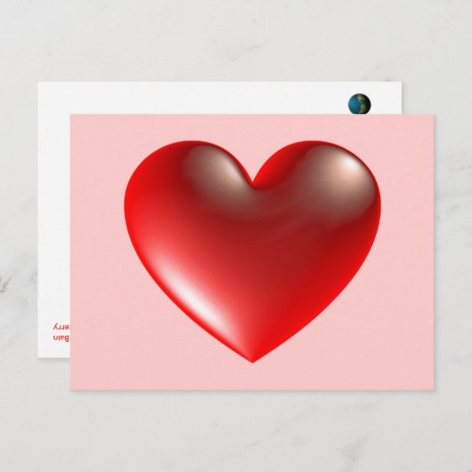 3d hart / glas briefkaart (Voorkant / Achterkant)