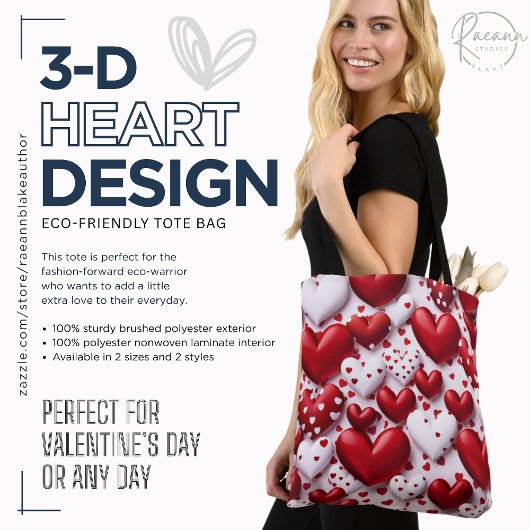 3D Hart Ontwerp Boodschappentas Tote Bag