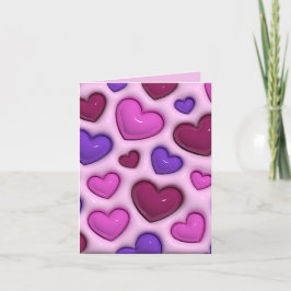 3D Hart Patroon – Roze Romantische Wenskaart Feestdagen Kaart