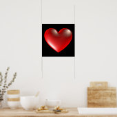3D Hart-symbool Rood Poster (Keuken)