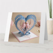 3D hartvormig Wenskaart met vogels Kaart (Voorkant)