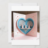 3D Heart Design Wedding Kaart (Voorkant)