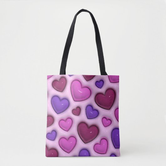 3D Heart Pattern - Pink Romantic Everyday Tote Bag (Voorkant)