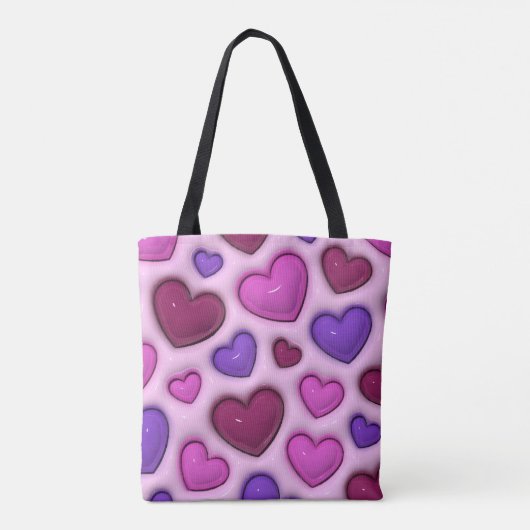 3D Heart Pattern - Pink Romantic Everyday Tote Bag (Achterkant)