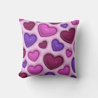 3D Heart Pattern - Pink Romantic Home Decor Kussen