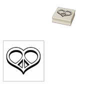 3D Heart Wood (Peace & Love Heart) Rubberstempel (Gestempeld)
