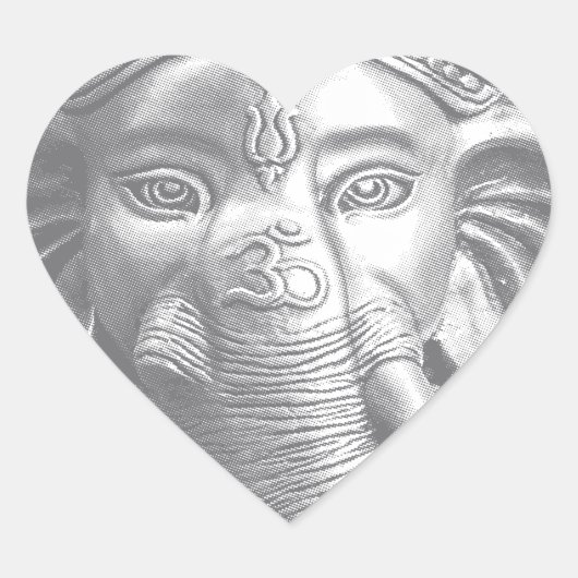 3d Heer Ganesha - OM Hart Sticker (Voorkant)