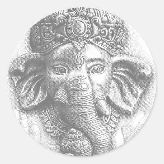 3d Heer Ganesha - OM Ronde Sticker (Voorkant)