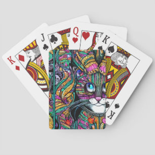 3D helder, heel klein, volledig lichaamscat Pokerkaarten