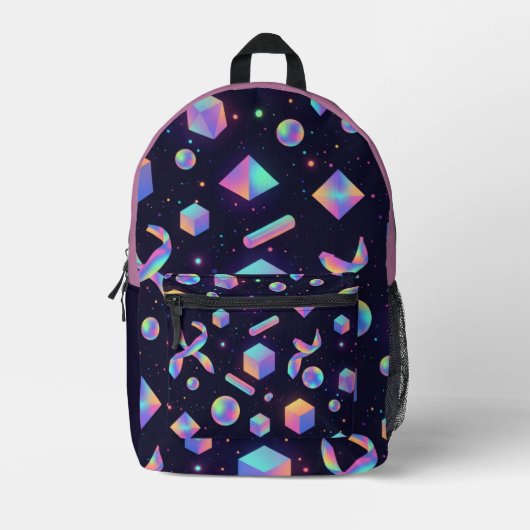 3D Holographic Geometric Aesthetic Backpack Bedrukte Rugzak (Voorkant)
