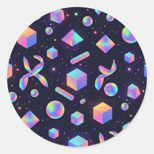 3D Holographic Iridescent Geometric Sticker (Voorkant)