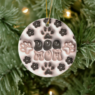 3D Hond Moeder Kerstmis Keramisch Ornament