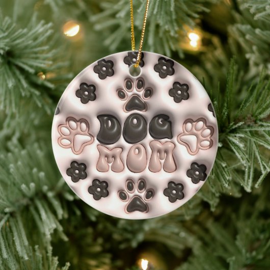 3D Hond Moeder Kerstmis Keramisch Ornament (Boom)