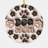3D Hond Moeder Kerstmis Keramisch Ornament (Voorkant)
