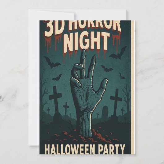 3D Horror Night Halloween Party Poster Kaart (Voorkant)