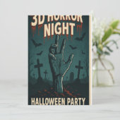 3D Horror Night Halloween Party Poster Kaart (Staand voorkant)