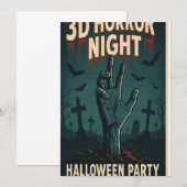 3D Horror Night Halloween Party Poster Kaart (Voorkant / Achterkant)