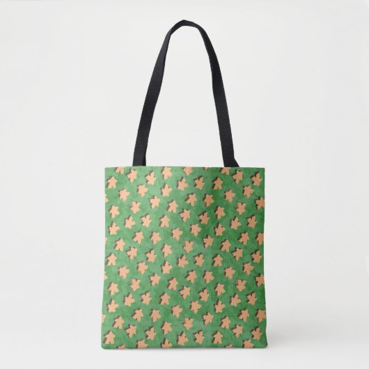 3D Hout Meeple Game Piece on Green Tote Bag (Voorkant)