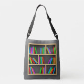 3D houten boekenplank Crossbody Tas (Achterkant)