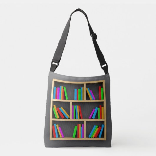 3D houten boekenplank Crossbody Tas (Voorkant)