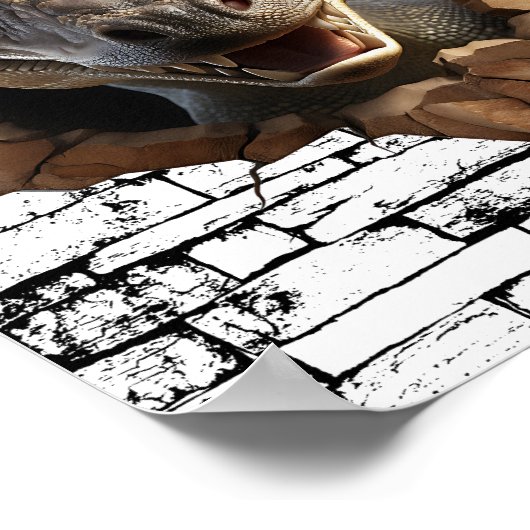 3D Iguana Wall Break Art – Realistic Safari Poster (Hoek)