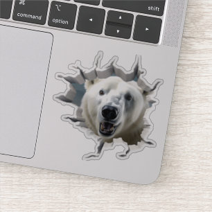 3D IJsbeer Muurbreuk Kunst – Realistische Safari Sticker