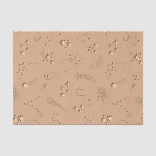 3D-illusie sterren sterrenbeelden manen lichtbeige Tissuepapier