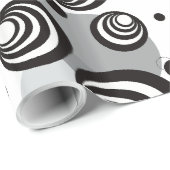 3D-illusie zwart-wit geometrische cirkels Cadeaupapier (Rol Hoek)