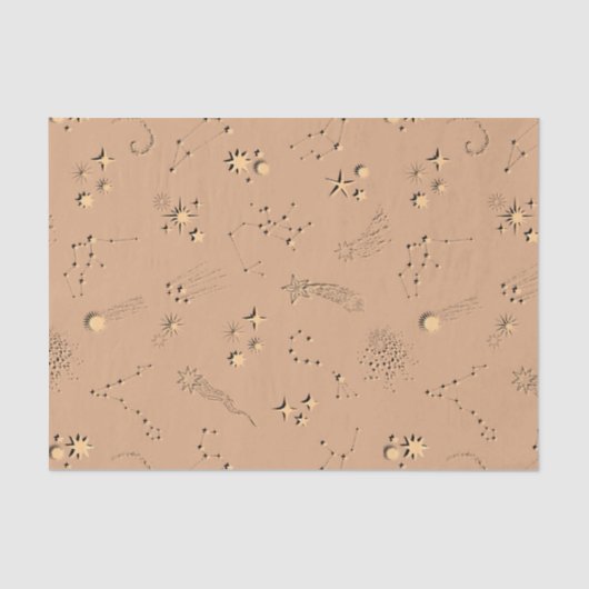 3D illusiessterren constellatie moons tan beige Tissuepapier (Voorkant)