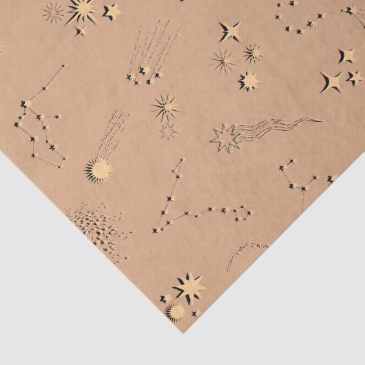 3D illusiessterren constellatie moons tan beige Tissuepapier (Detail)