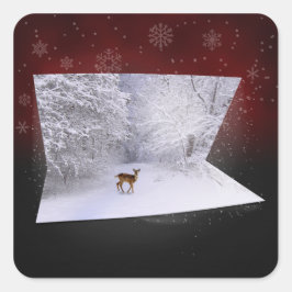 3D Illusion "Snowy Dreams" Vierkante Sticker