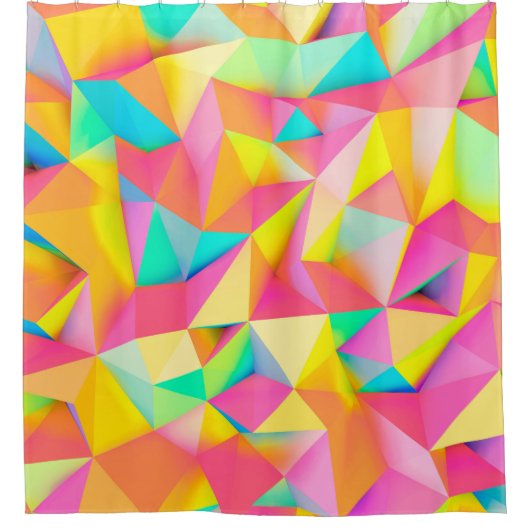 3D Illustratie - Kleurrijke lage poly textuur3d, a Douchegordijn (Voorkant)