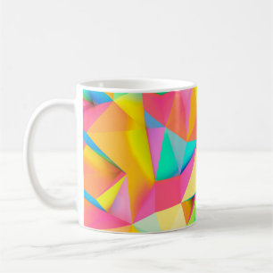 3D Illustratie - Kleurrijke lage poly textuur3d, a Koffiemok