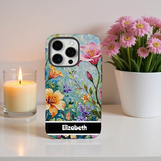 3D Impasto Kleurrijke Bloemen Smartphone Case-Mate iPhone Case