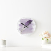 3D Impasto Waterverf Paarse Veer Boho Modern Ronde Klok (Huis)