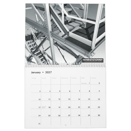 3D INDUSTRIËLE FINE ART B&W - DIGITALE ART KALENDER (Jan 2027)
