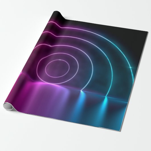 3d ing of ultraviolet circle portal glowing lines cadeaupapier (Uitgerold)