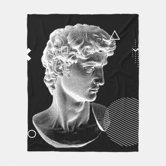 3D ing van Michelangelo's David head in pixel 8 Fleece Deken (Voorkant)