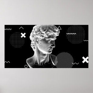 3D ing van Michelangelo's David head in pixel 8 Poster