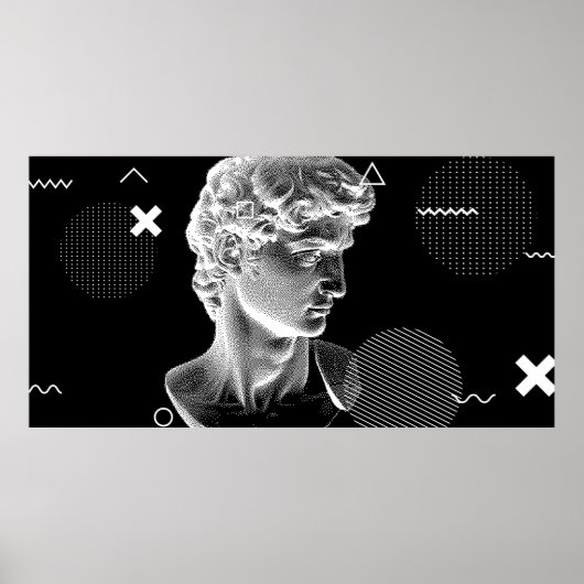 3D ing van Michelangelo's David head in pixel 8 Poster (Voorkant)