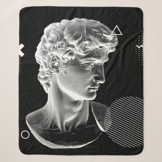 3D ing van Michelangelo's David head in pixel 8 Sherpa Deken (Voorkant)