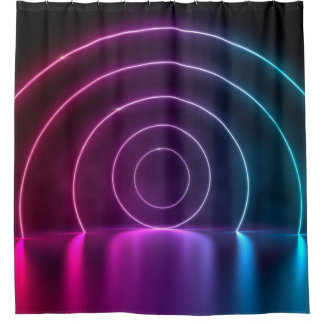 3d ing van ultraviolet cirkelportaalgolven douchegordijn