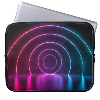 3d ing van ultraviolet cirkelportaalgolven laptop sleeve